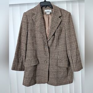Vintage 90s White Stag Women's Wool Houndstooth Blazer Size 8.